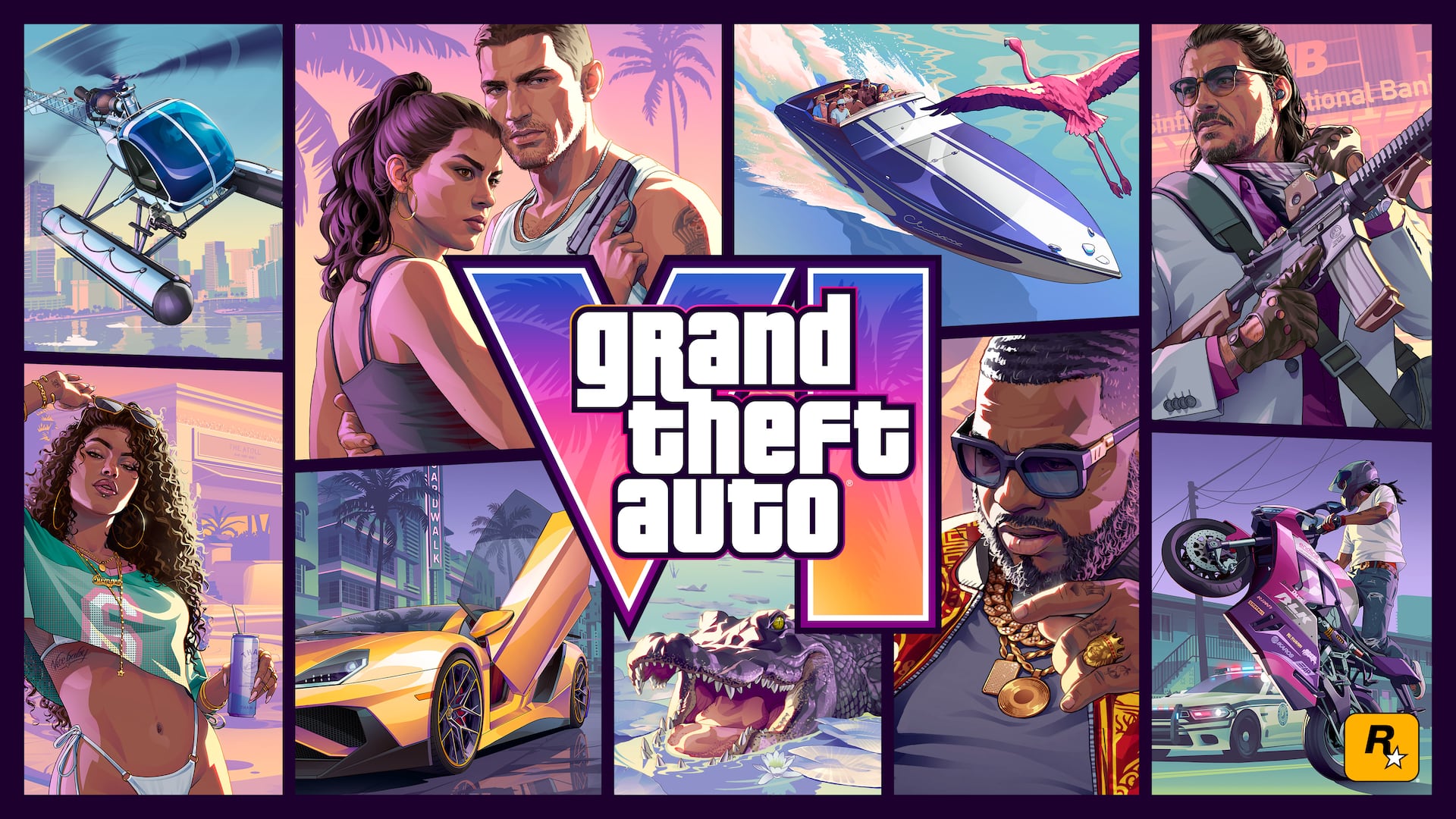 Grand Theft Auto VI official cover art — Lucia Caminos and Jason Duval